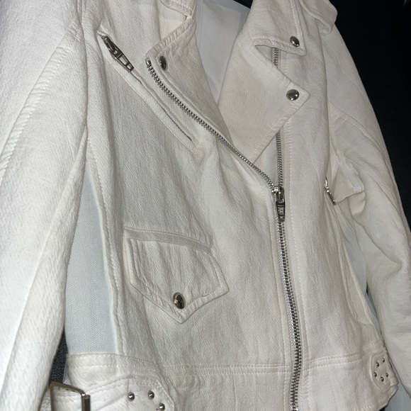 Blank NYC white crepe cotton Moto Jacket XL - Picture 3 of 8
